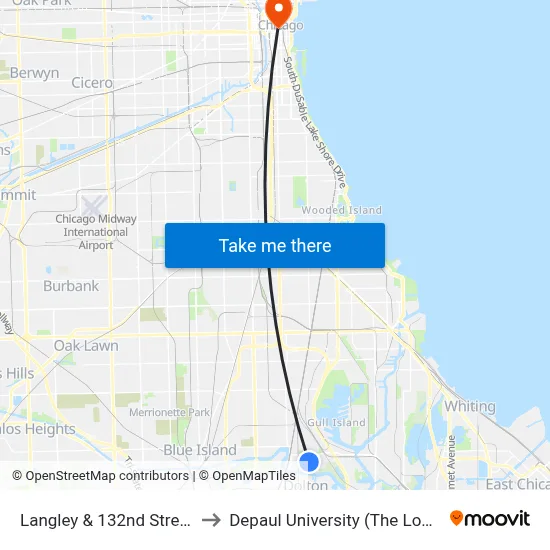 Langley & 132nd Street (North) to Depaul University (The Loop Campus) map