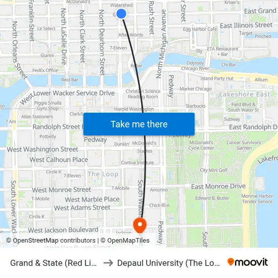Grand & State (Red Line) (West) to Depaul University (The Loop Campus) map