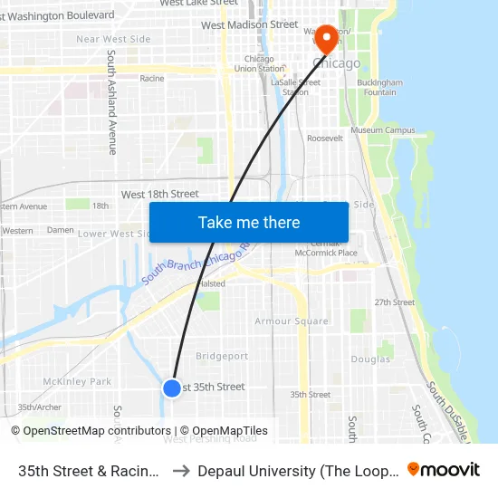 35th Street & Racine (West) to Depaul University (The Loop Campus) map