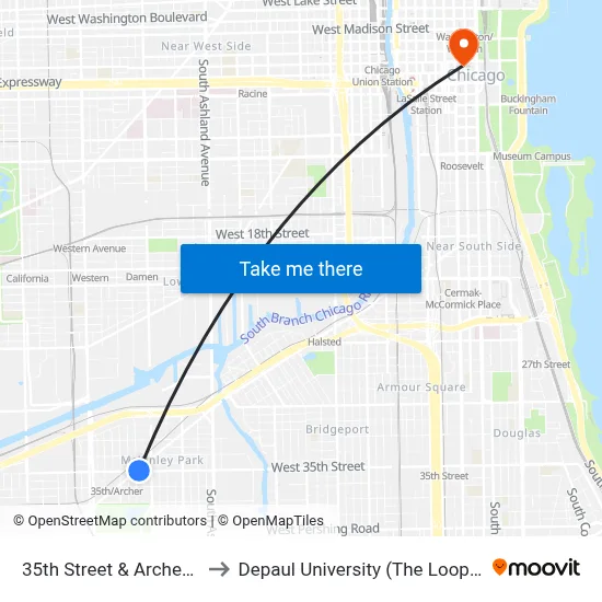 35th Street & Archer (West) to Depaul University (The Loop Campus) map