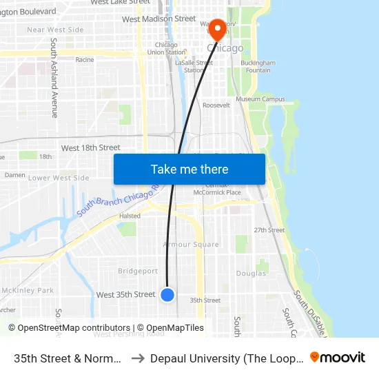 35th Street & Normal (East) to Depaul University (The Loop Campus) map