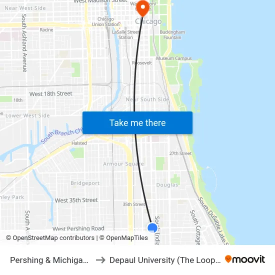 Pershing & Michigan (West) to Depaul University (The Loop Campus) map