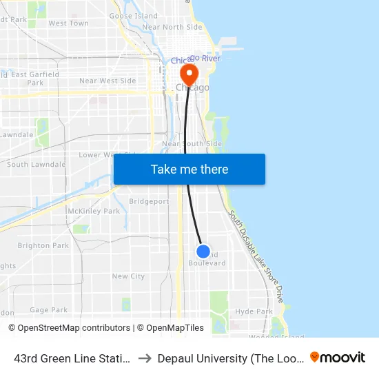 43rd Green Line Station (West) to Depaul University (The Loop Campus) map