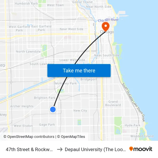 47th Street & Rockwell (West) to Depaul University (The Loop Campus) map