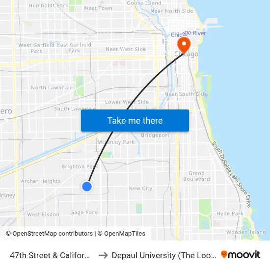 47th Street & California (West) to Depaul University (The Loop Campus) map