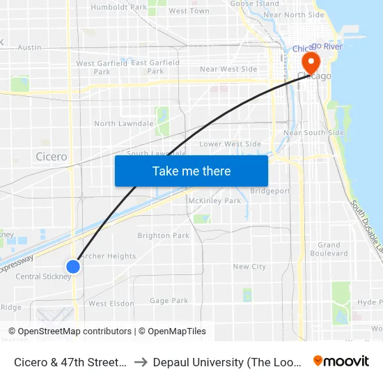 Cicero & 47th Street (South) to Depaul University (The Loop Campus) map