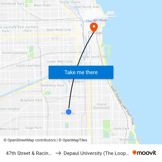 47th Street & Racine (East) to Depaul University (The Loop Campus) map