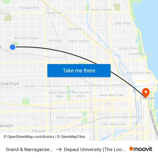 Grand & Narragansett (West) to Depaul University (The Loop Campus) map