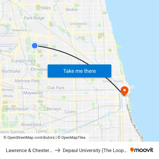 Lawrence & Chester (West) to Depaul University (The Loop Campus) map