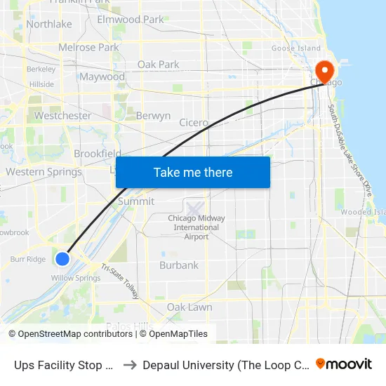 Ups Facility Stop 2 (Ne) to Depaul University (The Loop Campus) map
