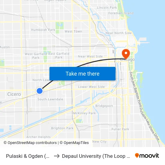 Pulaski & Ogden (South) to Depaul University (The Loop Campus) map