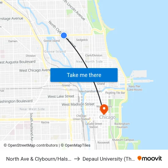 North Ave & Clybourn/Halsted (Red Line) (East) to Depaul University (The Loop Campus) map