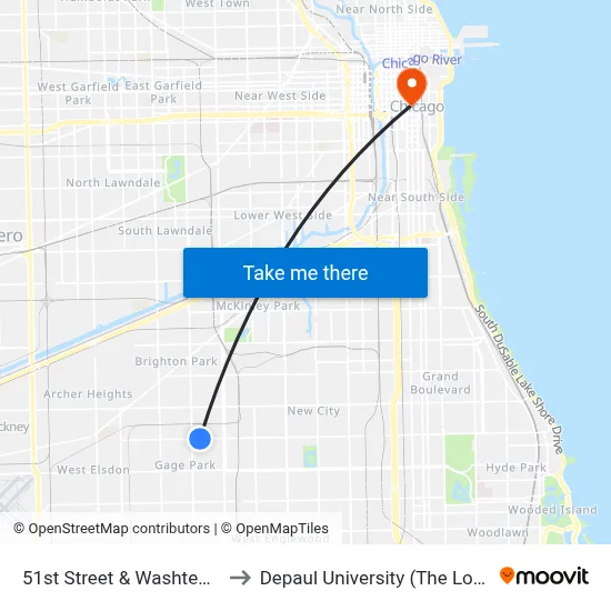 51st Street & Washtenaw (West) to Depaul University (The Loop Campus) map