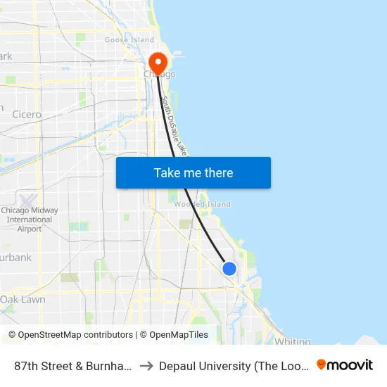 87th Street & Burnham (West) to Depaul University (The Loop Campus) map