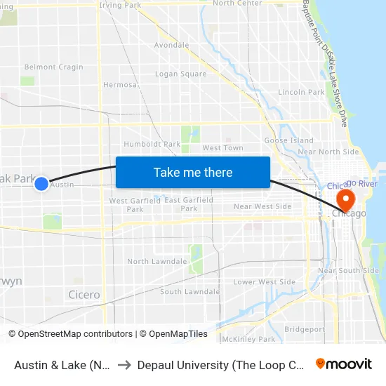 Austin & Lake (North) to Depaul University (The Loop Campus) map