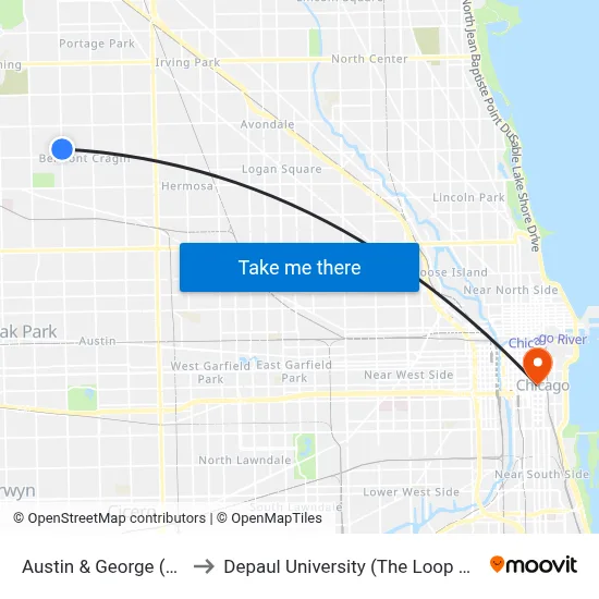 Austin & George (North) to Depaul University (The Loop Campus) map