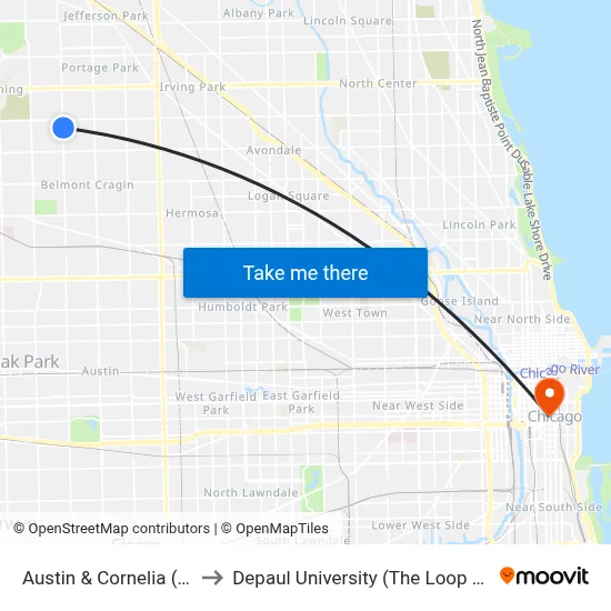 Austin & Cornelia (North) to Depaul University (The Loop Campus) map