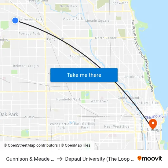 Gunnison & Meade (West) to Depaul University (The Loop Campus) map