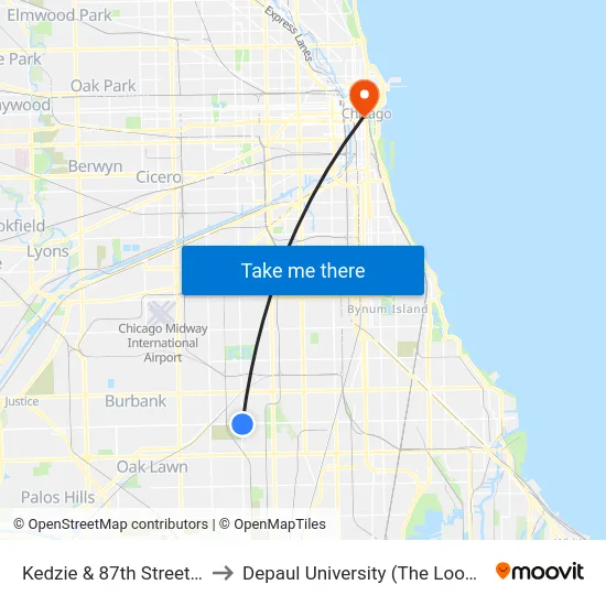 Kedzie & 87th Street (North) to Depaul University (The Loop Campus) map