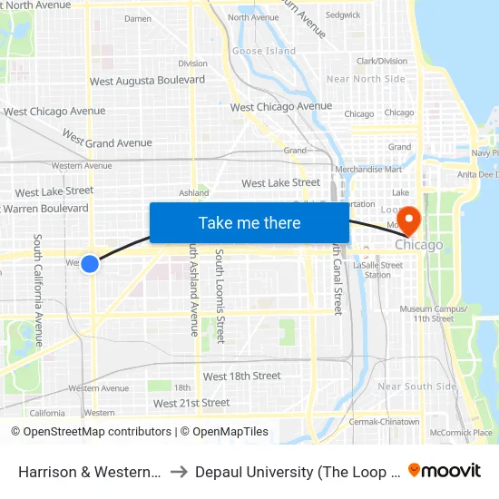 Harrison & Western (West) to Depaul University (The Loop Campus) map