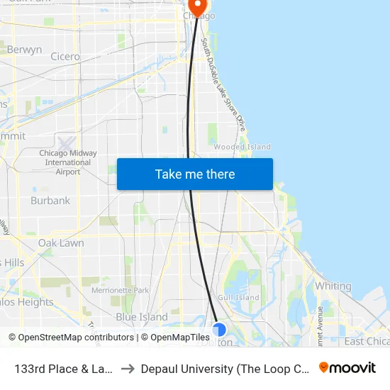 133rd Place & Langley to Depaul University (The Loop Campus) map