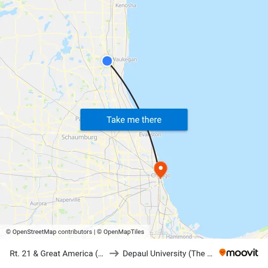 Rt. 21 & Great America (Employee Ent.) to Depaul University (The Loop Campus) map