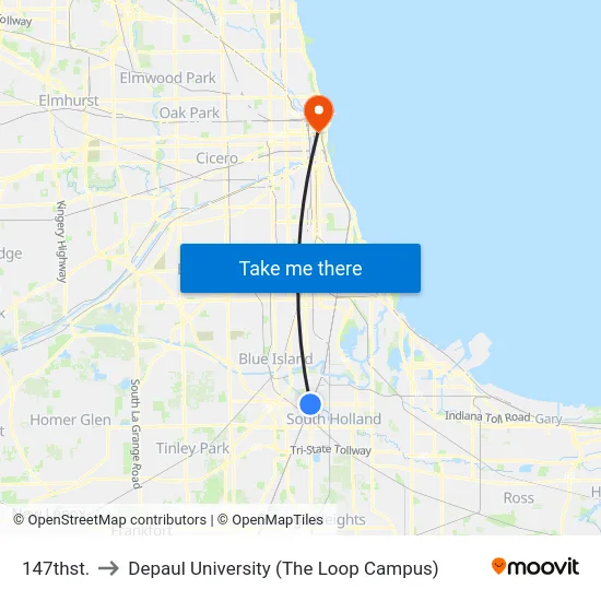 147thst. to Depaul University (The Loop Campus) map
