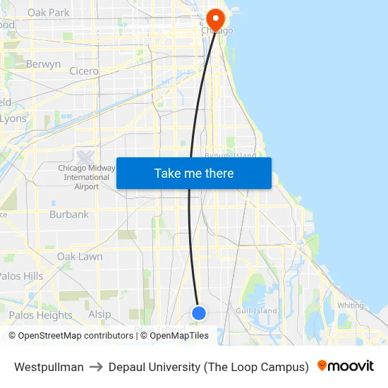 Westpullman to Depaul University (The Loop Campus) map
