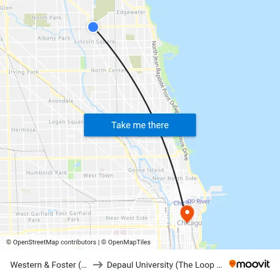 Western & Foster (South) to Depaul University (The Loop Campus) map