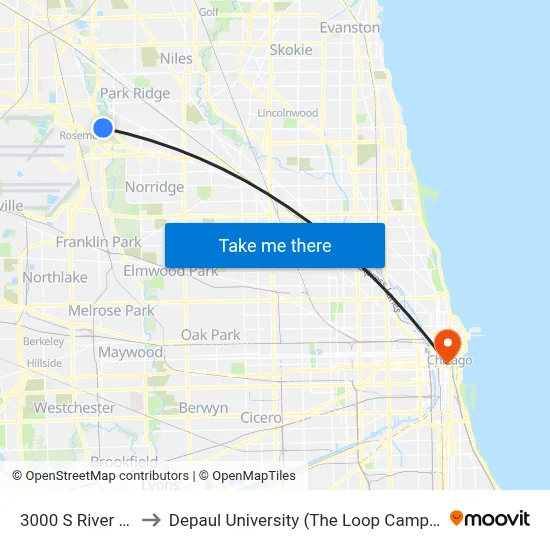 3000 S River Rd to Depaul University (The Loop Campus) map