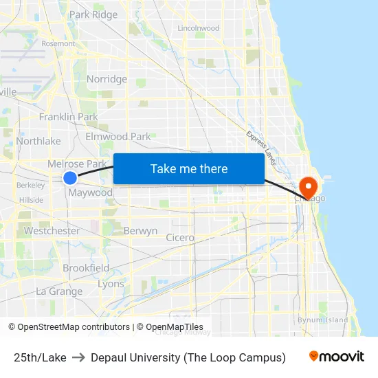 25th/Lake to Depaul University (The Loop Campus) map