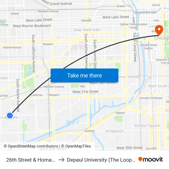 26th Street & Homan (East) to Depaul University (The Loop Campus) map