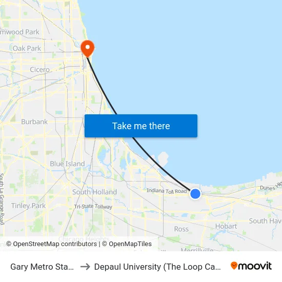 Gary Metro Station to Depaul University (The Loop Campus) map