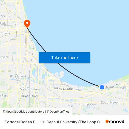 Portage/Ogden Dunes to Depaul University (The Loop Campus) map