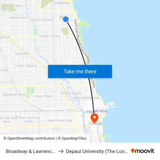 Broadway & Lawrence (South) to Depaul University (The Loop Campus) map
