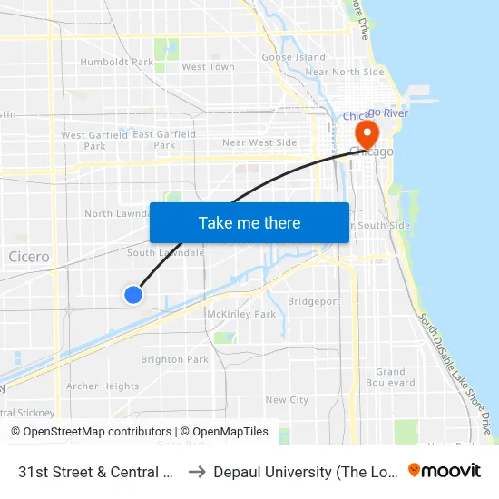 31st Street & Central Park (West) to Depaul University (The Loop Campus) map