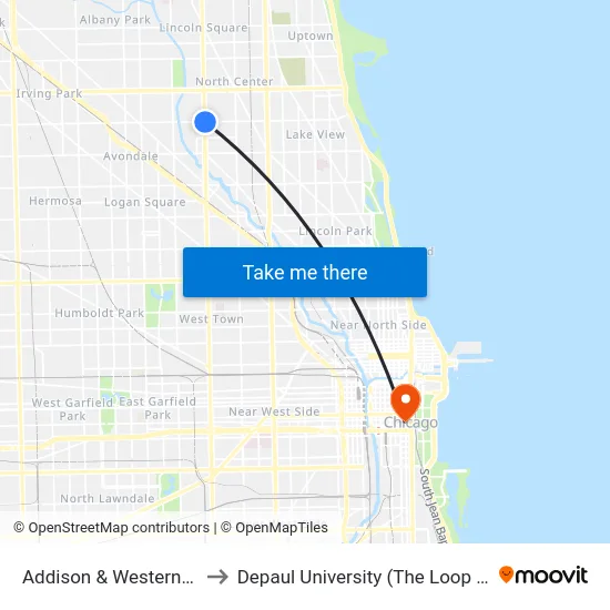 Addison & Western (West) to Depaul University (The Loop Campus) map