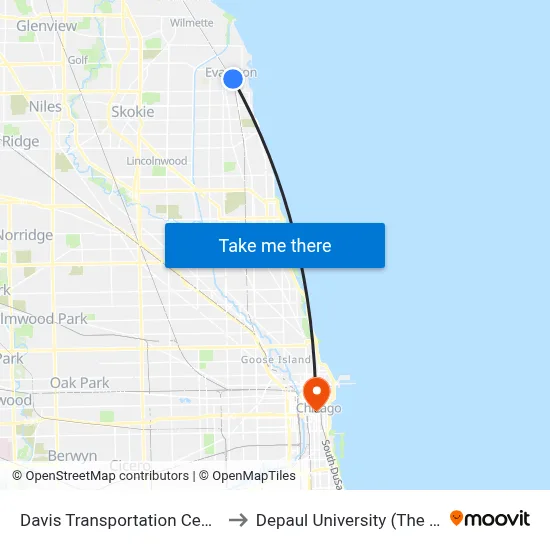 Davis Transportation Center - Bus Stop C to Depaul University (The Loop Campus) map