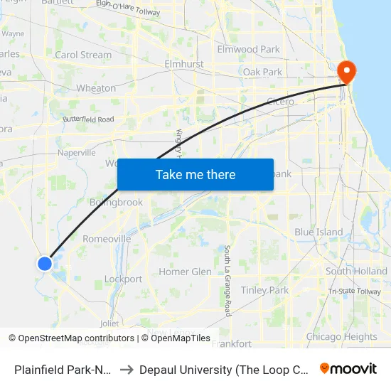 Plainfield Park-N-Ride to Depaul University (The Loop Campus) map