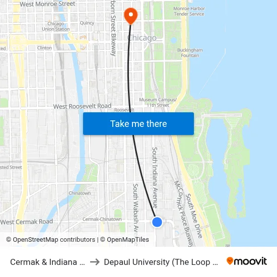 Cermak & Indiana (East) to Depaul University (The Loop Campus) map