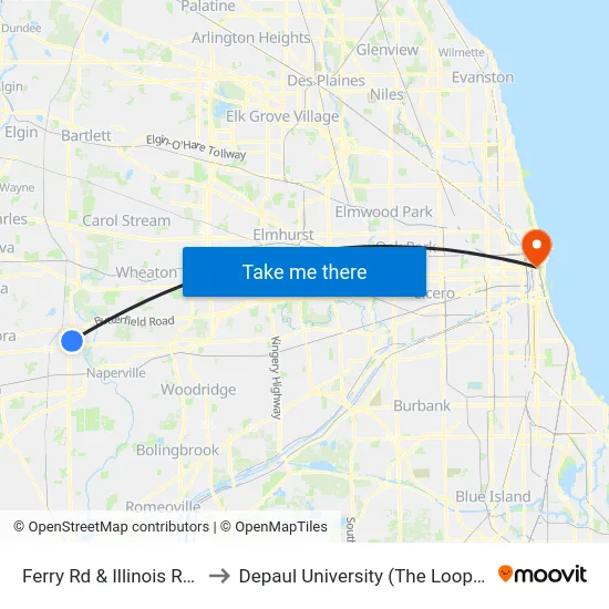 Ferry Rd & Illinois Route 59 to Depaul University (The Loop Campus) map