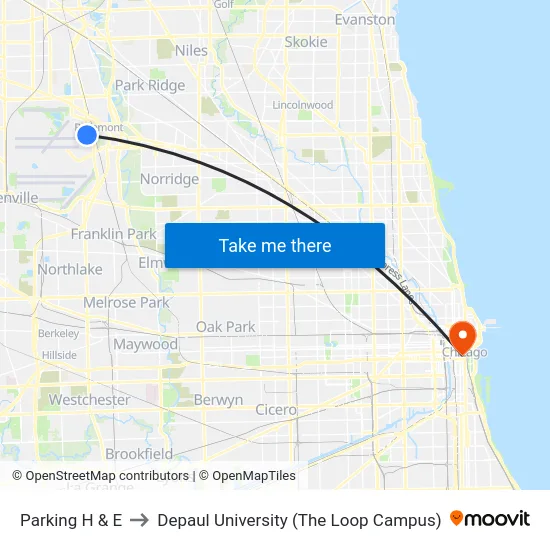 Parking H & E to Depaul University (The Loop Campus) map
