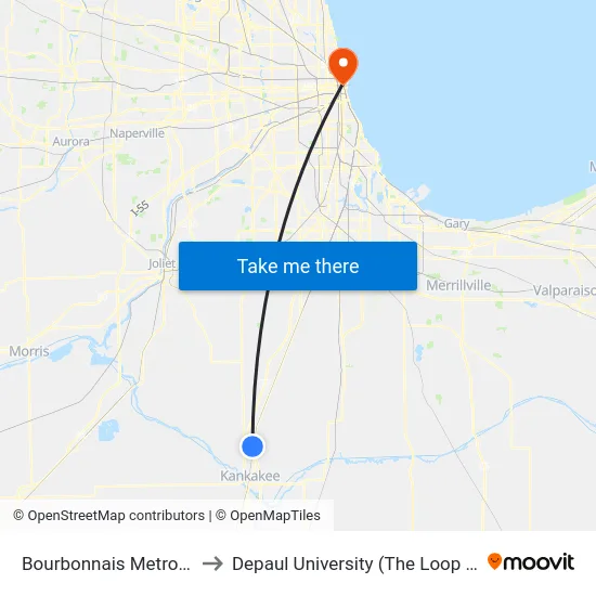 Bourbonnais Metro Centre to Depaul University (The Loop Campus) map