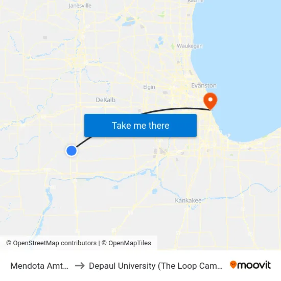 Mendota Amtrak to Depaul University (The Loop Campus) map