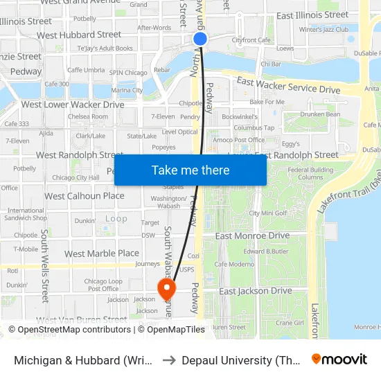 Michigan & Hubbard (Wrigley Bldg.) (South) to Depaul University (The Loop Campus) map