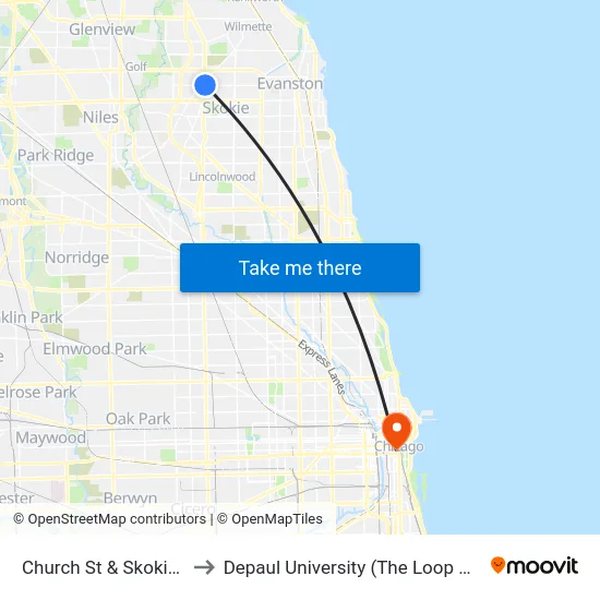Church St & Skokie Blvd to Depaul University (The Loop Campus) map