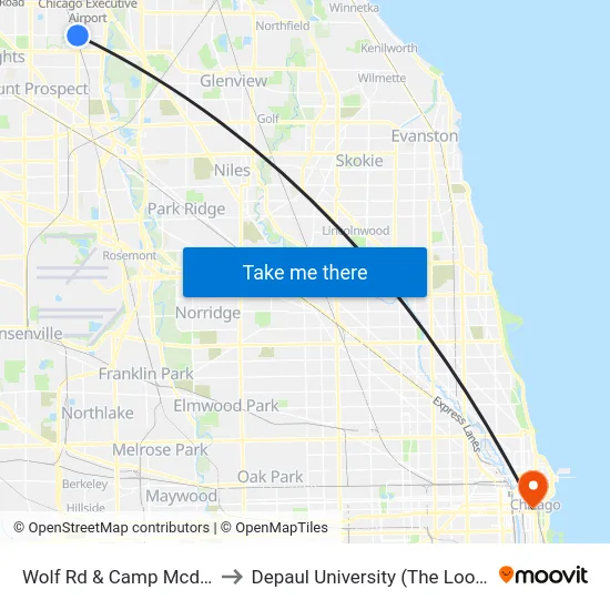 Wolf Rd & Camp Mcdonald Rd to Depaul University (The Loop Campus) map