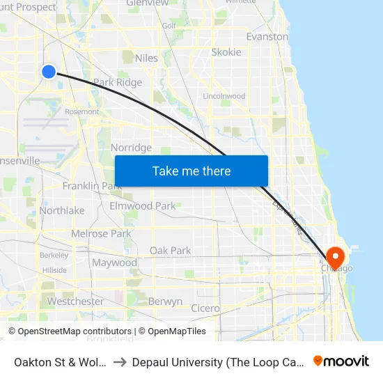 Oakton St & Wolf Rd to Depaul University (The Loop Campus) map