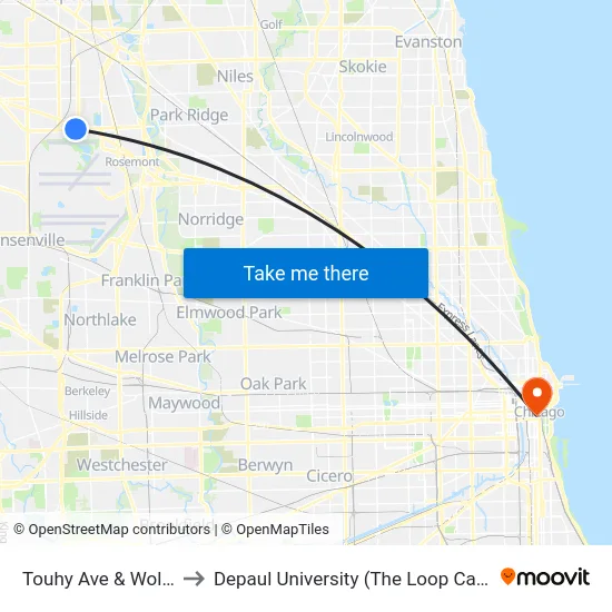 Touhy Ave & Wolf Rd to Depaul University (The Loop Campus) map