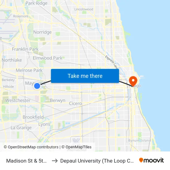 Madison St & 5th Ave to Depaul University (The Loop Campus) map